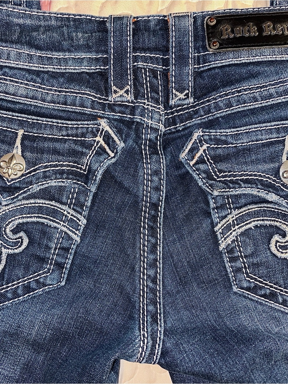 Rock Revival Dark Blue Embroidered Boot Cut Jeans - Picture 7 of 13